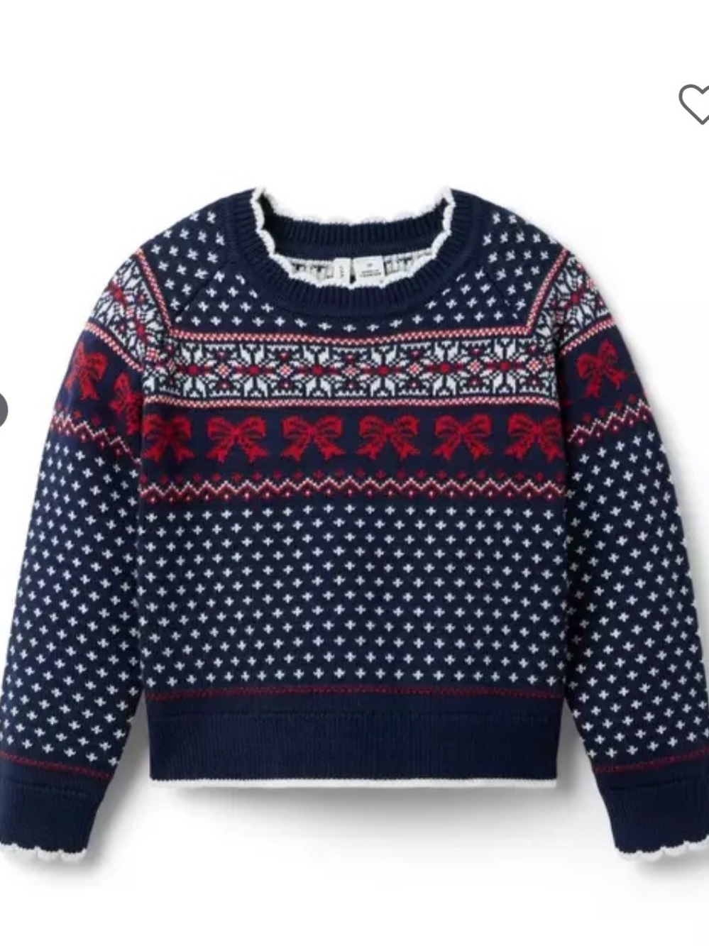 Janie and Jack Navy Red and White Fair Isle Bow Sweater sizes 4 5 6 7 8 12 NWT
